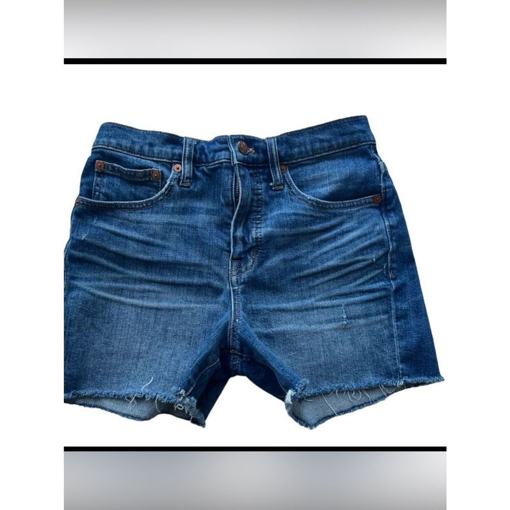 Madewell Cutoff  Blue Mid Rise Raw Hem Distressed Jean Casual Summer Shorts 25